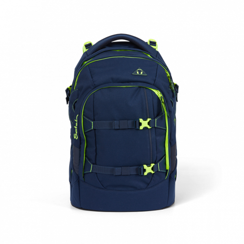 Satch Pack mørkeblå og gul rygsæk / skoletaske - Toxic Yellow